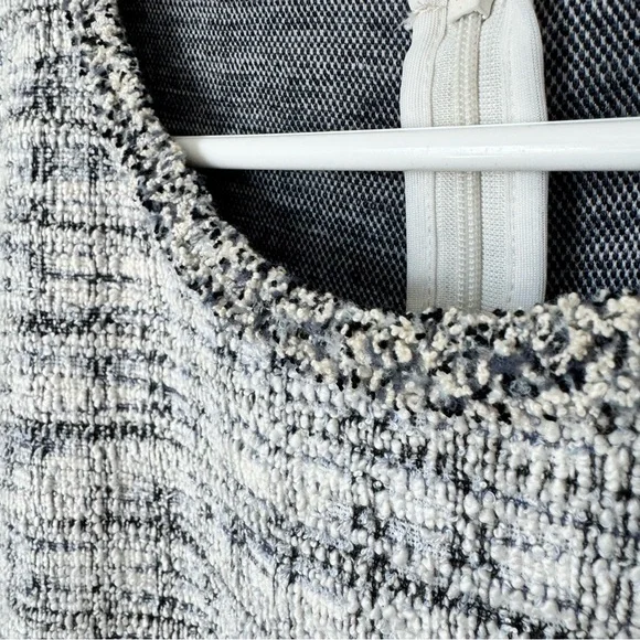 Loft Fringe Tweed Shift Dress Size 4 Short Sleeved Ballet Neck Business Casual - Picture 5 of 16